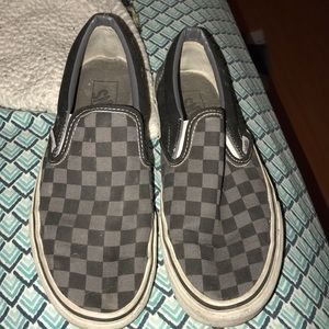 Checkered vans slip on